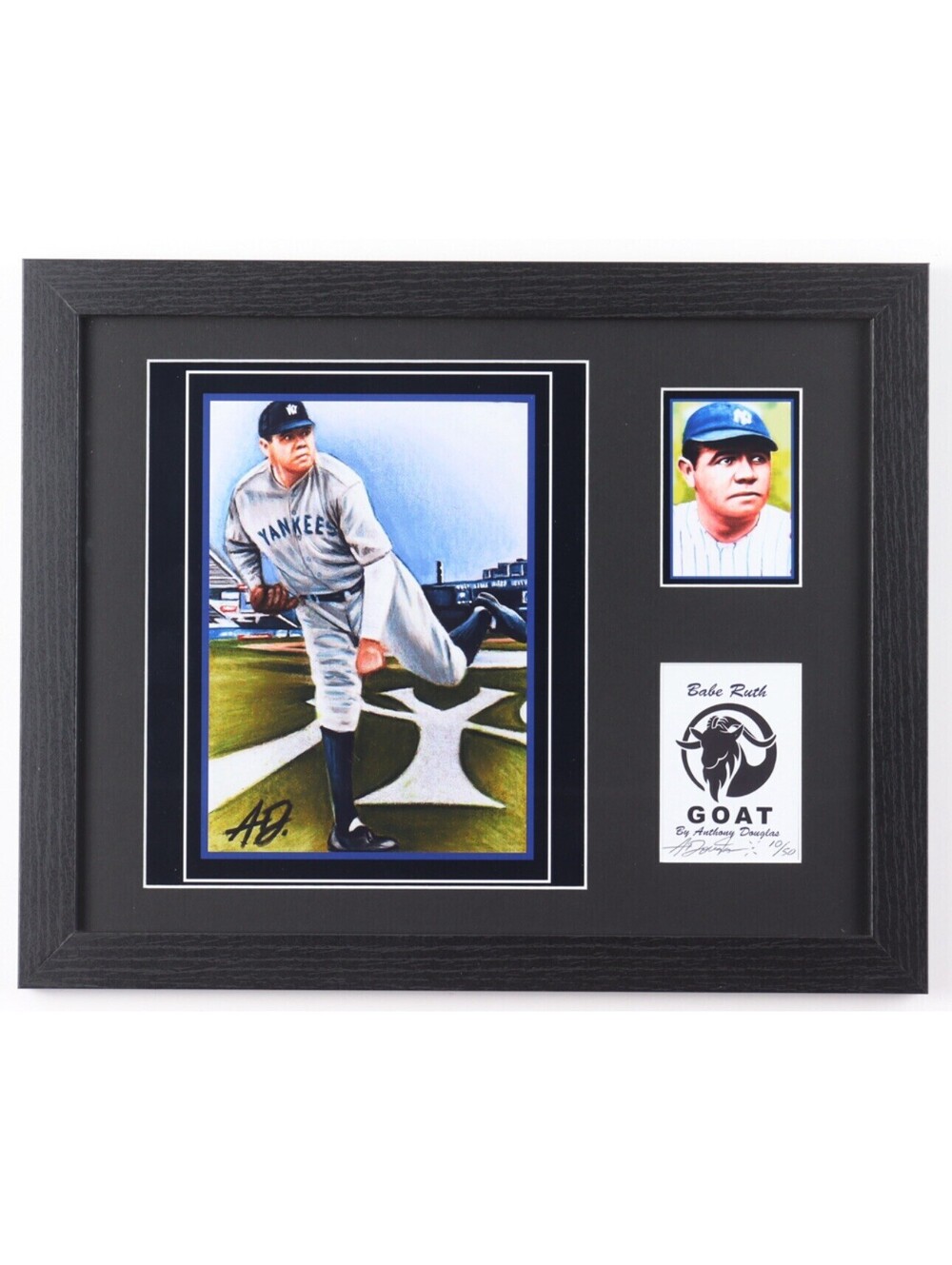 Babe Ruth Yankees GOAT Framed Art Print Limited 10/50 By Anthony Douglas